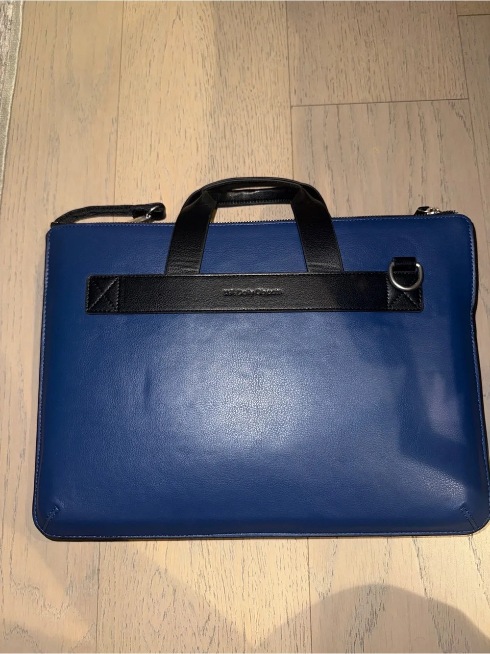 NWT Men's Two-Tone Black & Blue Faux Leather Urban Tech Laptop Briefcase Bag